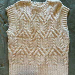 a.n.a Women's Beige Cable Knit Sweater Vest
